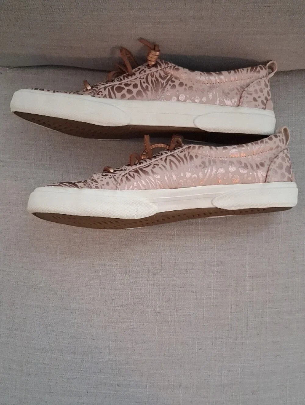 Sperry Rose Gold Printed Sneakers, Size 9